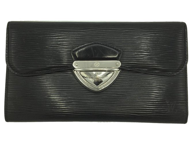 Louis Vuitton Black Epi Portefeuille Eugenie Wallet Leather  ref.257138