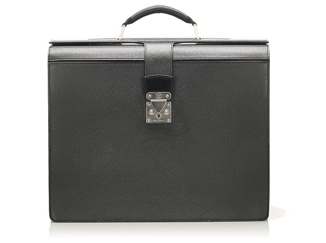 Louis Vuitton Black Taiga Pilot Briefcase Leather  ref.257172
