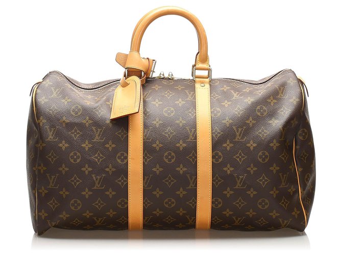 Louis Vuitton Brown Monogram Keepall 45 Leather Cloth  ref.257206