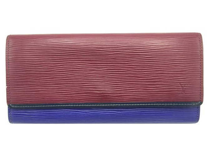 Cartera Louis Vuitton Red Epi Flore Roja Púrpura Cuero  ref.257207