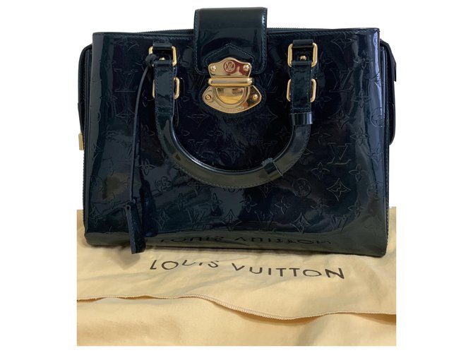 Louis Vuitton Melros Verde Azul escuro Couro envernizado  ref.257252