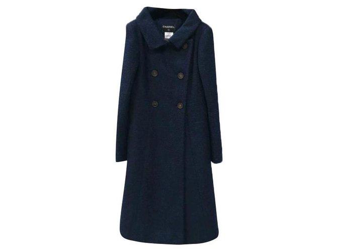 Casaco Chanel Navy Wool Sz.36 Azul marinho Lã  ref.257279