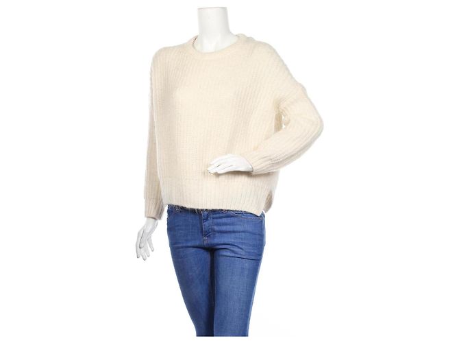 Suéter oversize Maje bege de mohair e lã
