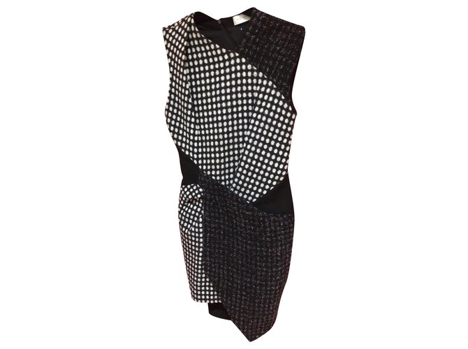 Autre Marque Dresses Black White Silk Wool Polyamide  ref.257387