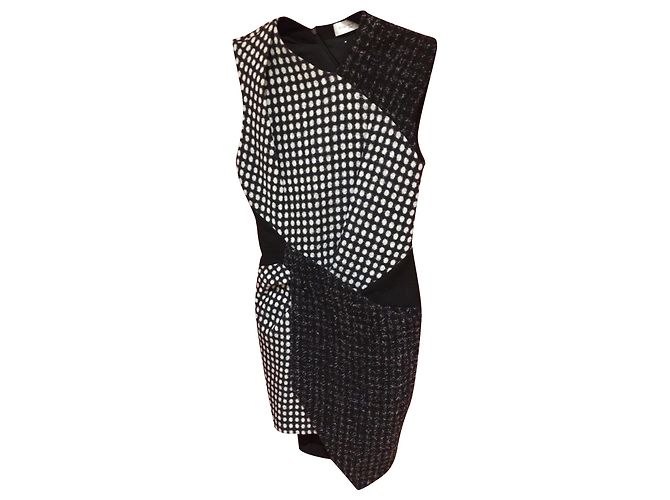 Autre Marque Vestido Yiqing Yin de seda e lã preto e branco