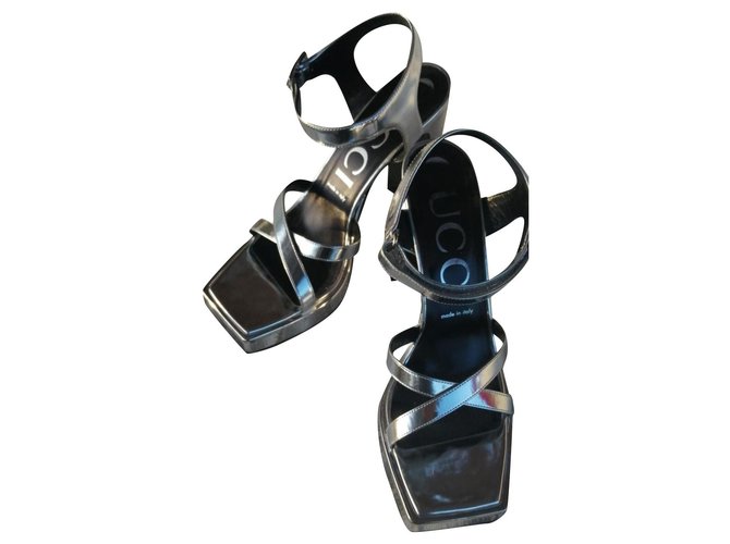 Gucci Platform sandals Metallic Patent leather  ref.257407