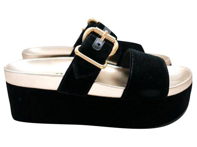 Prada Velvet Platform Sandals Black  ref.257429