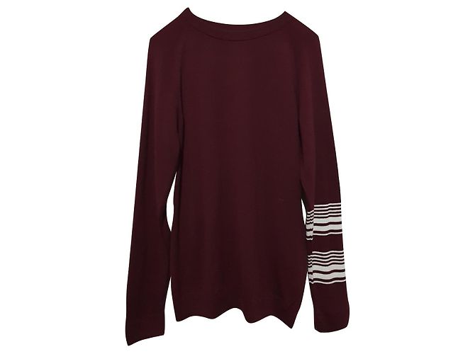 Wood Wood langer Merinowolle Pullover bordeaux