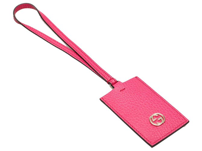 Gucci Porte-clés en cuir G entrelacé rose Veau façon poulain  ref.257450