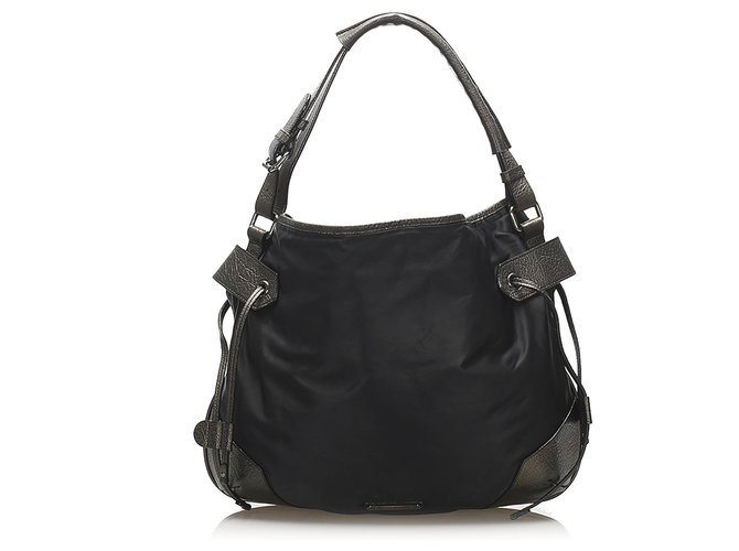 Burberry Black Nylon Handbag Leather Pony-style calfskin Cloth  ref.257478