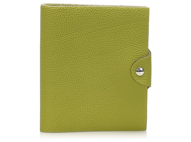 Hermès Hermes Green Ulysse MM Agenda Cover Light green Leather Pony-style calfskin  ref.257485