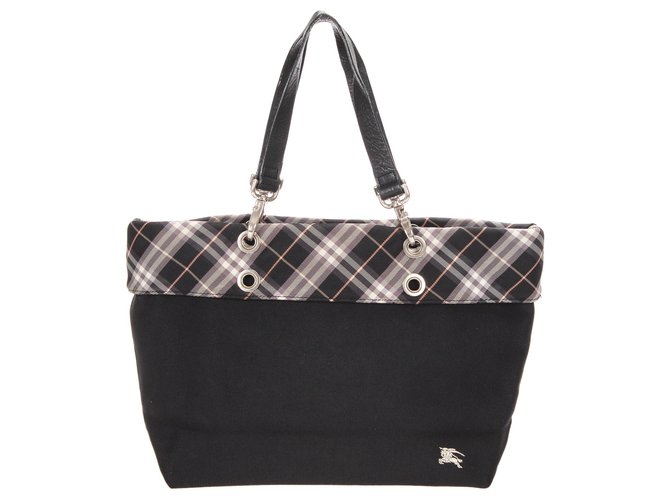 Burberry Black Plaid Nylon Tote Bag Multiple colors Leather Pony-style calfskin Cloth  ref.257498