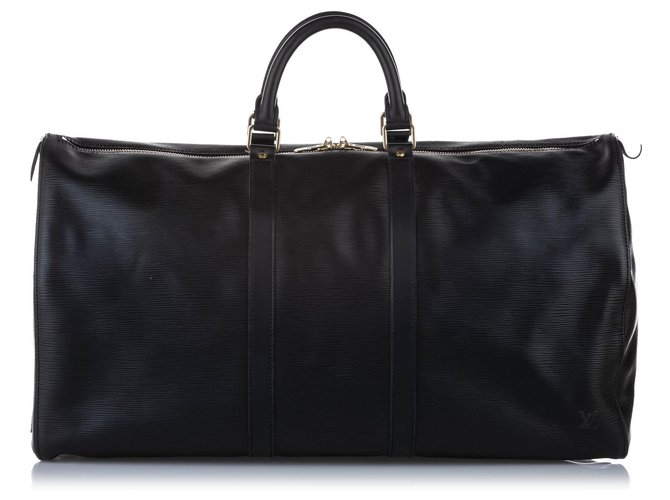 Louis Vuitton Black Epi Keepall 55 Cuir Noir  ref.257515