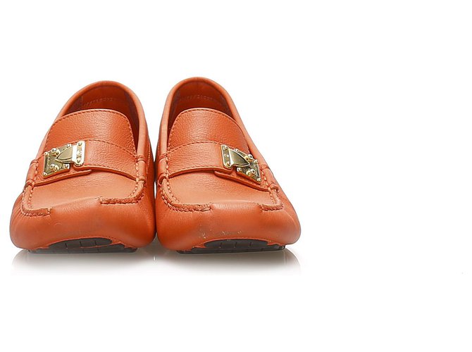 Louis Vuitton Orange Driving Leather Zapatos Naranja Cuero  ref.257516