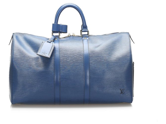 Louis Vuitton Blue Epi Keepall 45 Azul Couro  ref.257563