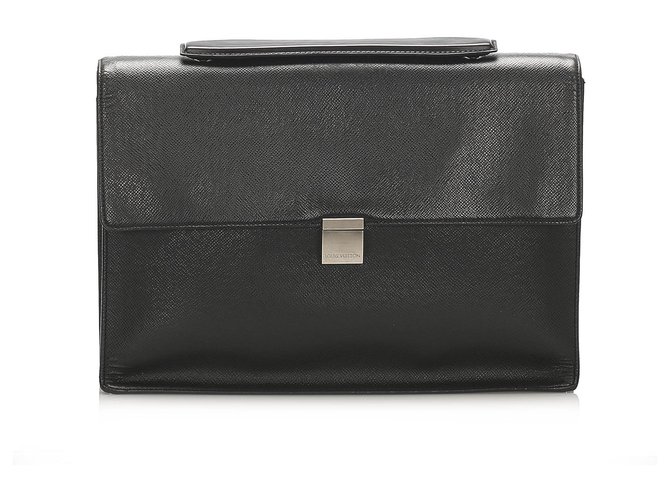 Louis Vuitton Preto Taiga Porte-Document Angara Briefcase Couro  ref.257610
