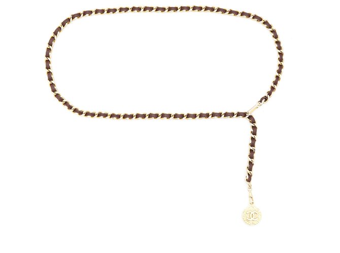 Chanel CLASSIC TIMELESS BROWN T80 Golden Leather Chain  ref.257683