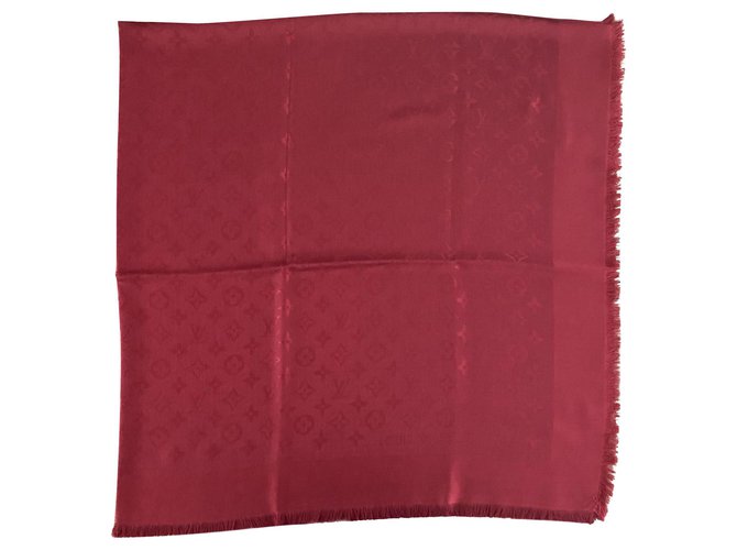 Châle Louis Vuitton rouge Soie Laine  ref.257728