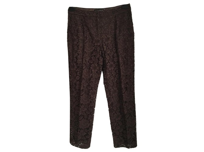 Dolce & Gabbana Un pantalon, leggings Coton Marron  ref.257739