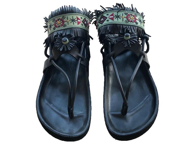 Sandali stile boho Isabel Marant in ottime condizioni Nero Verde