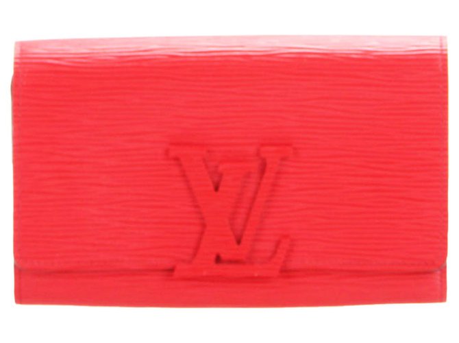 Louis Vuitton Red Epi Louise Lange Brieftasche Rot Leder  ref.257865