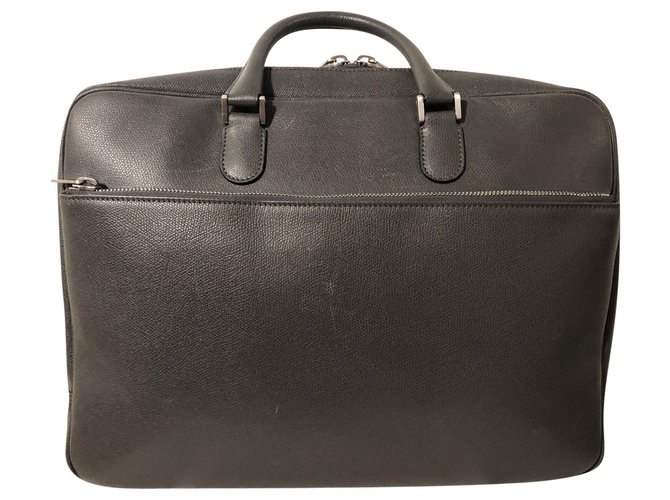 Valextra ACCADEMIA CLASSIC BRIEFCASE Grey Leather  ref.257918