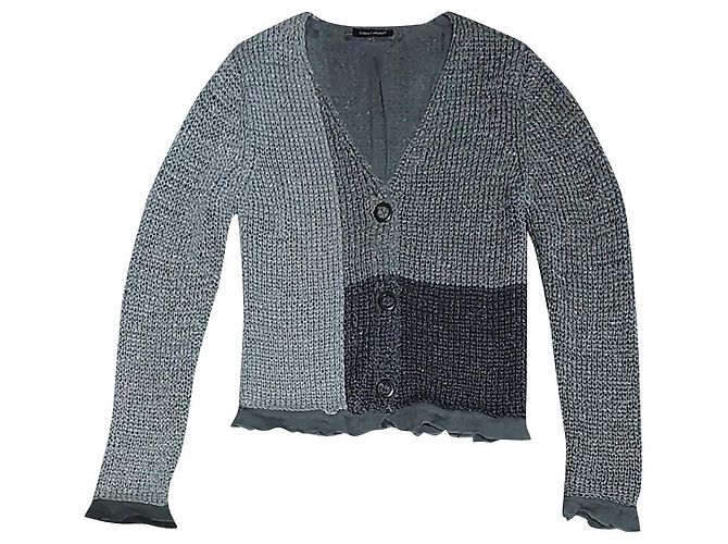 Luisa Cerano Strickjacke Silber Grau Seide