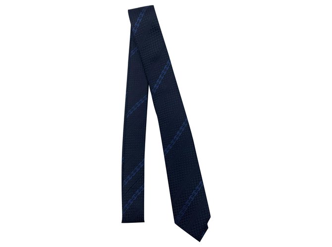 Chanel Corbatas Azul marino Seda  ref.258057
