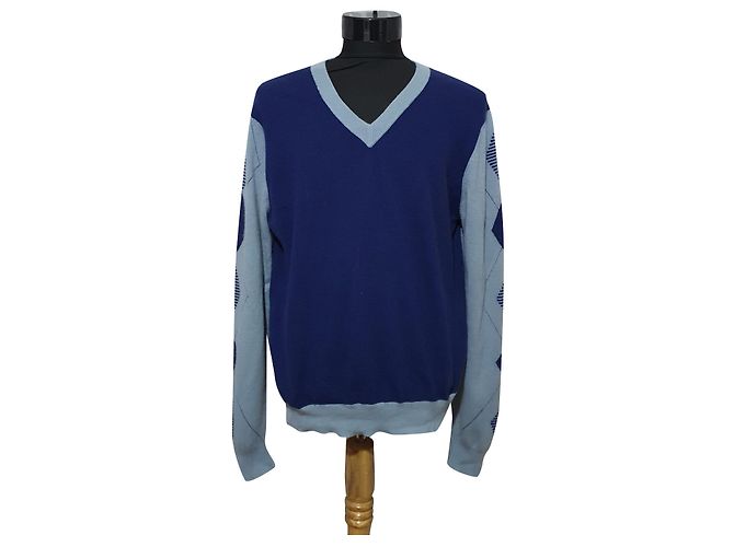 Autre Marque Pull Altai en cachemire bleu à motifs losanges