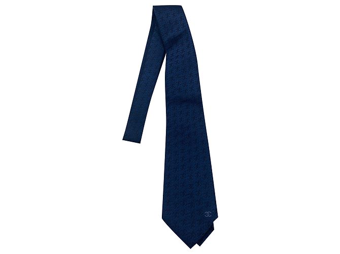 Chanel Cravatte Blu navy Seta