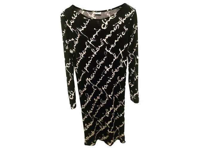Chanel Dresses Black White Polyester  ref.258292