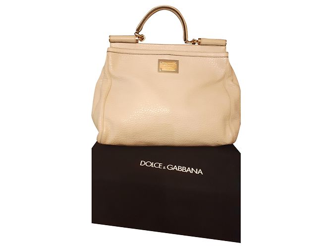 Dolce & Gabbana Cabas Sicily en cuir crème Écru