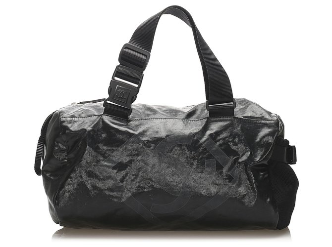 Chanel Preto Sports Line Nylon Duffle Bag Pano  ref.258500