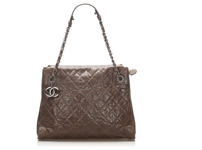 Chanel Brown CC Timeless Shoulder Bag Dark brown Leather  ref.258548