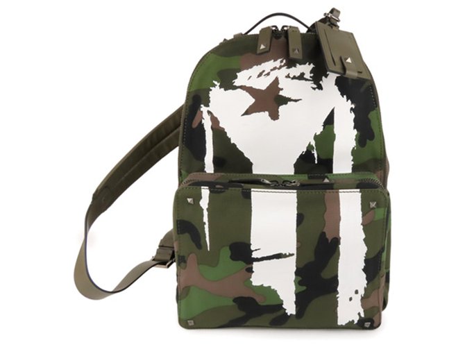 Valentino Brown Camouflage Canvas Backpack Multiple colors Khaki