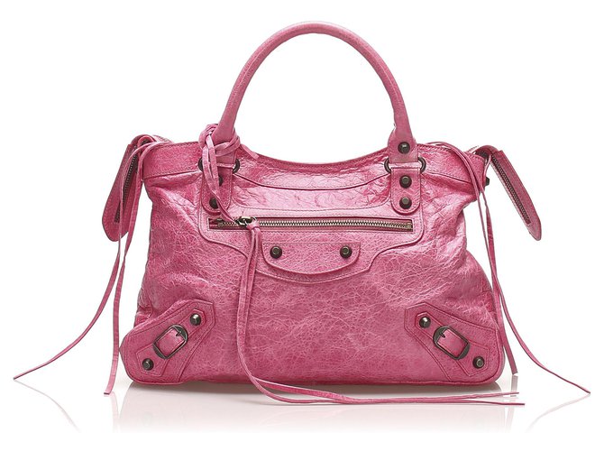 Bolsa de couro Balenciaga Pink Motocross Classic Town Rosa  ref.258572