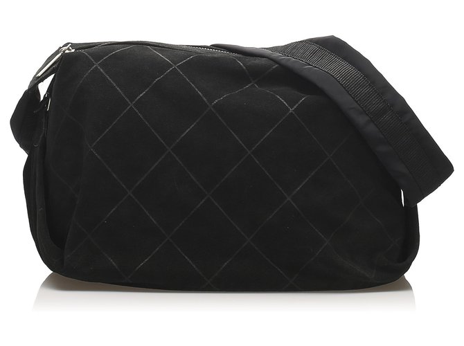 Chanel Black Wild Stitch Suede Shoulder Bag Leather  ref.258593