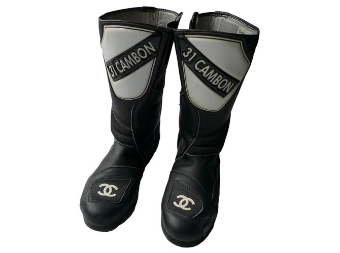 Cambon CHANEL Biker boots T41 AS IS Black Leather  ref.243543