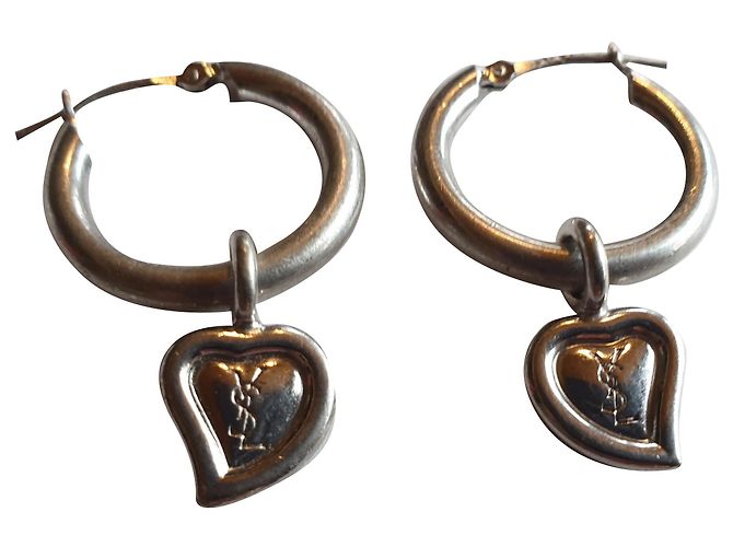 Pendientes de aro Yves Saint Laurent en plata con corazón 