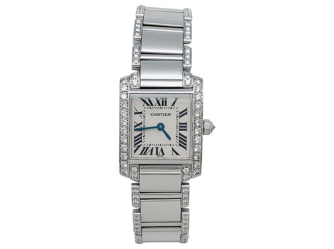 Relógio Cartier, "Tanque Francês", ouro branco e diamantes.  ref.258417