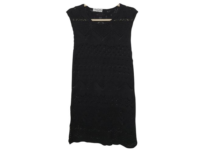 Christian Dior black crochet dress Cotton  ref.258442