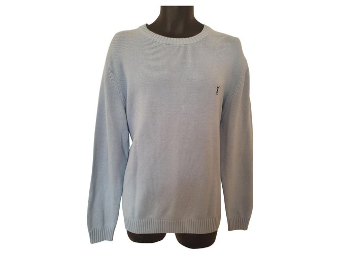 Yves Saint Laurent Sweaters Blue Cotton  ref.258455