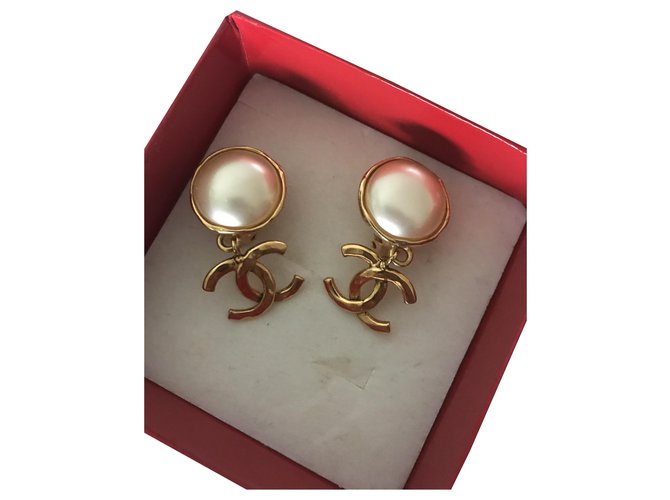 Chanel Earrings White Gold hardware Metal  ref.258477