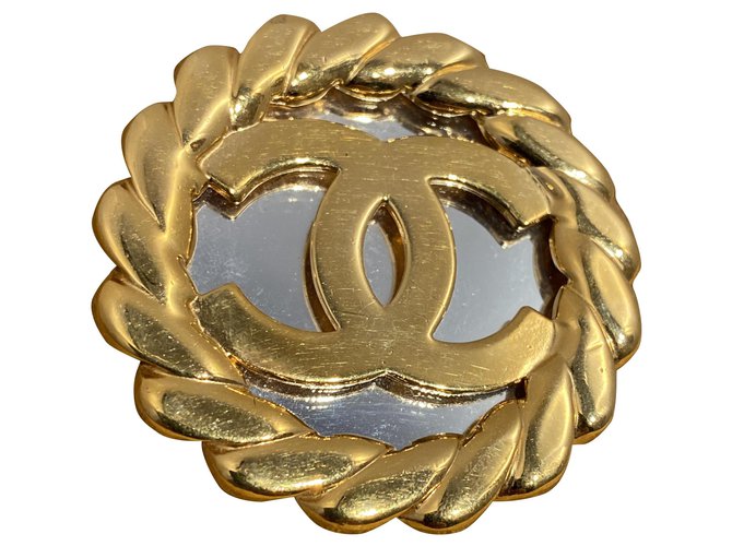 Chanel Brincos Prata Dourado Metal  ref.258619