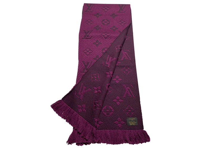 Sciarpa Louis Vuitton logomania Purple Silk Wool  ref.258650