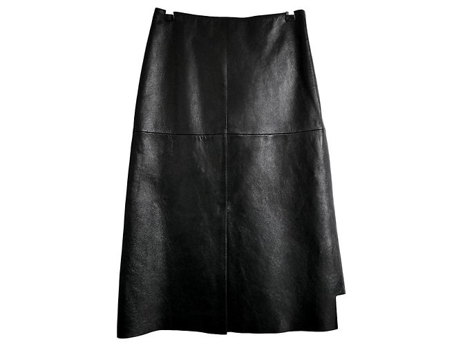 Joseph Sidena-Shiny Black Leather Skirt