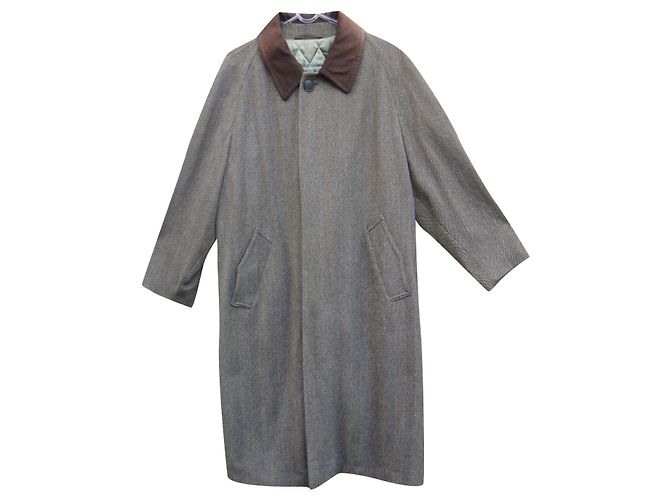 Hugo Boss brown wool herringbone coat size 44