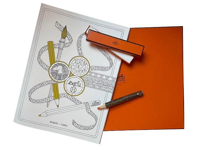 Libro para colorear Hermès + lápiz Hermès Blanco Naranja