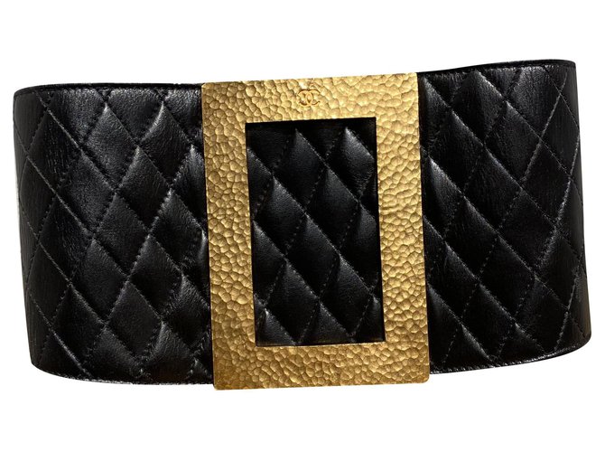 Chanel Belts Black Golden Leather  ref.258844