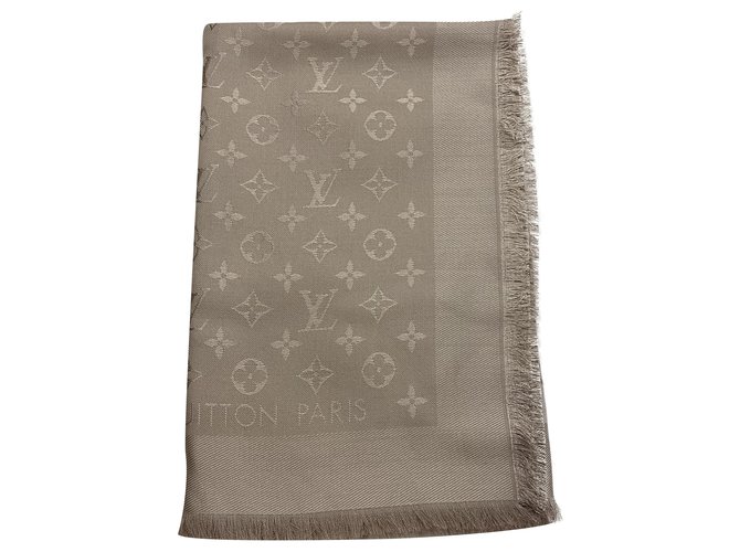 Louis Vuitton Greige Monogram Wool and Silk Shawl